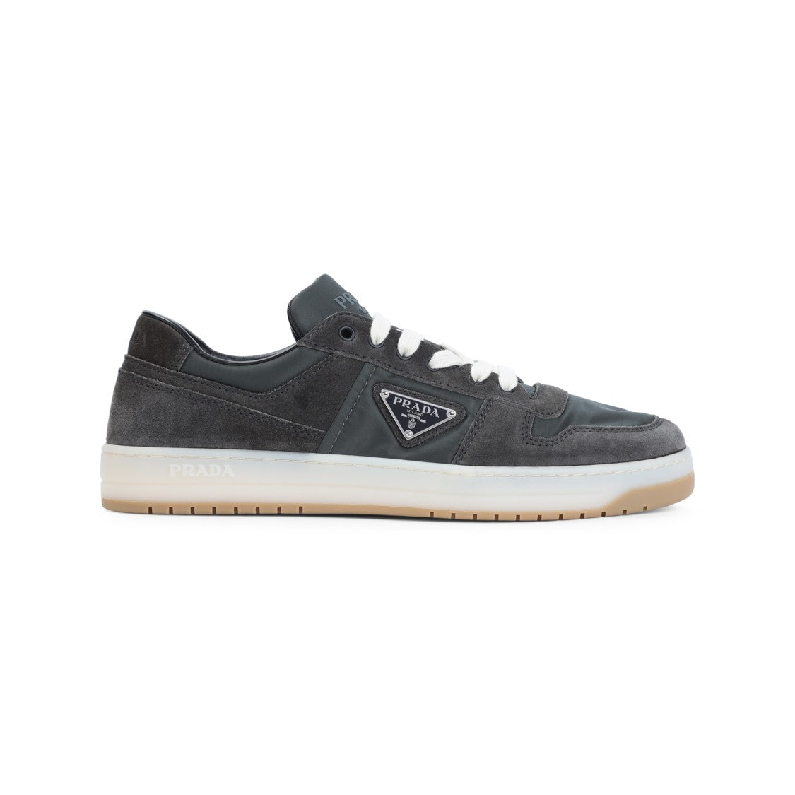 Prada Ematite Grey Suede Calf Leather Sneakers