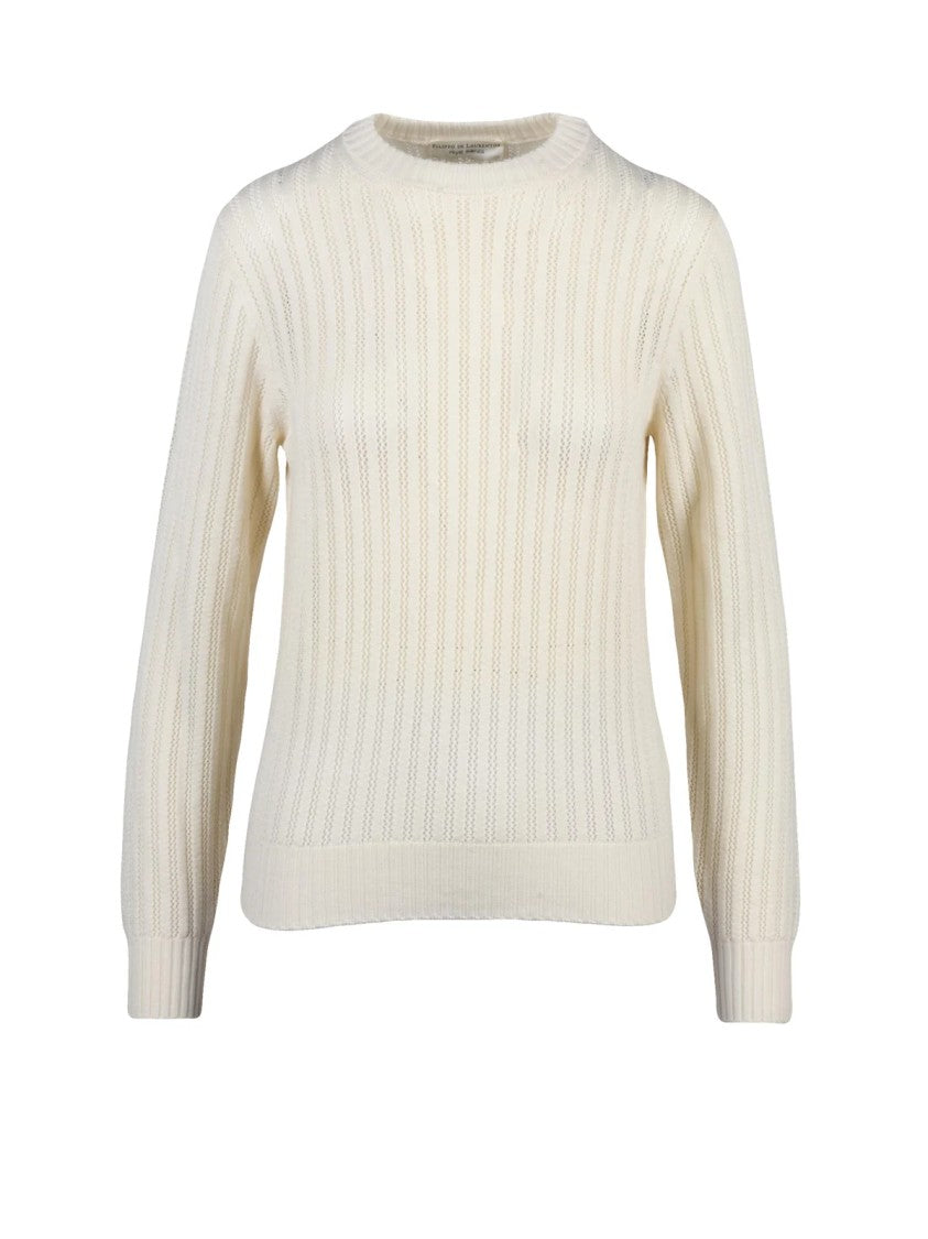 Filippo De Laurentiis Crew Neck Knit Sweater In Superfine Merino Wool