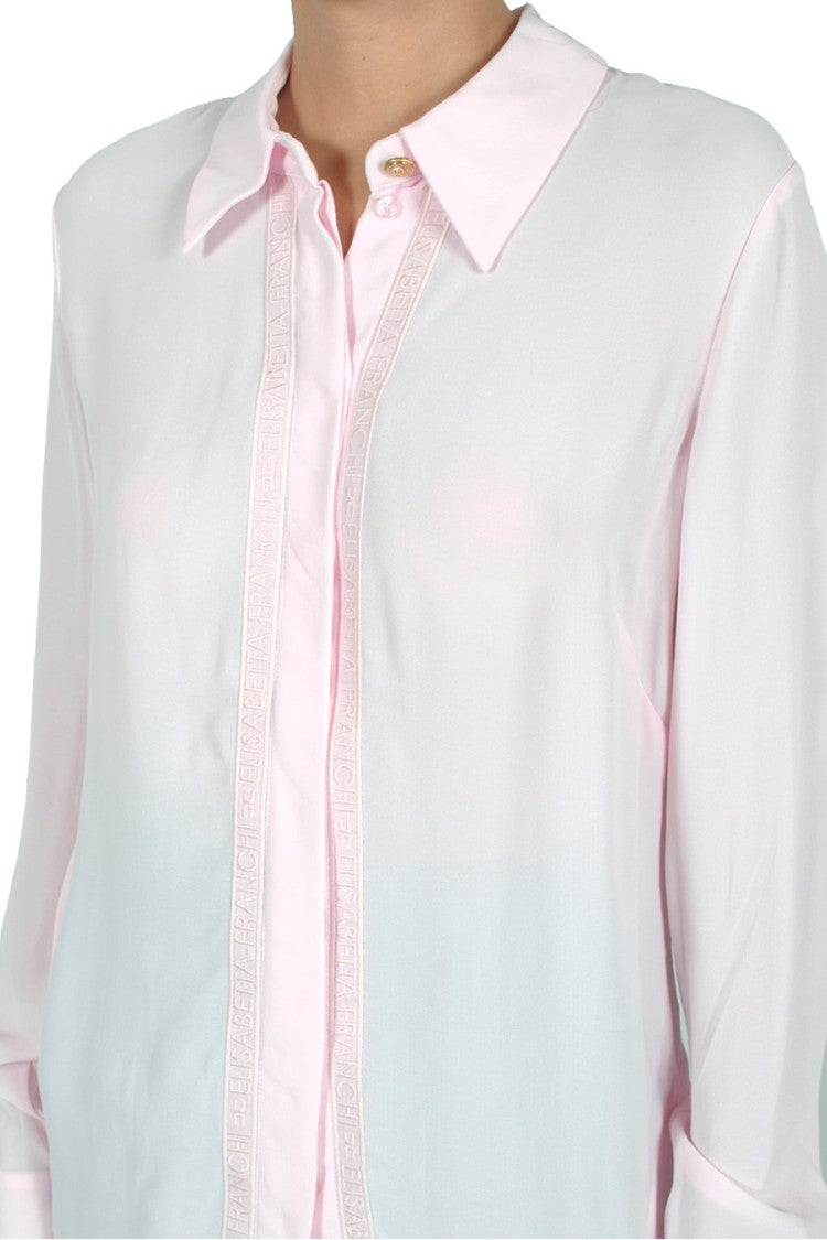 Elisabetta Franchi Light Pink Semi-Sheer Collared Viscose Shirt