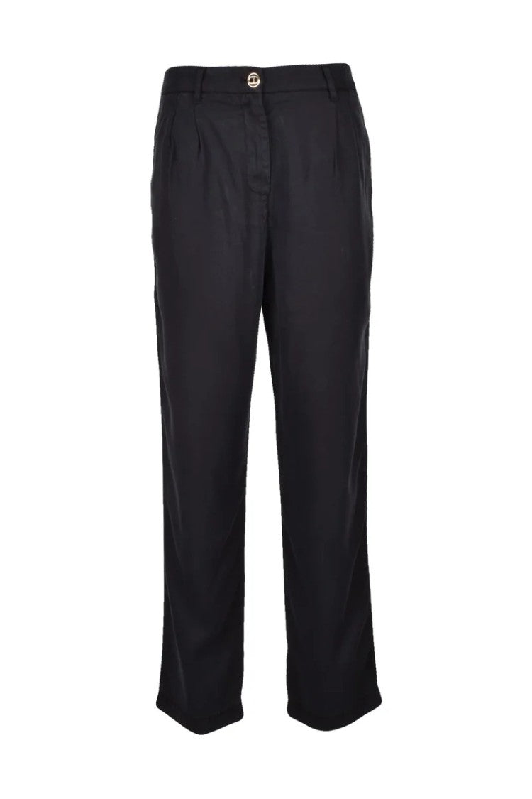 Twin-Set Straight-Leg Chino Pants With Cinched Waist