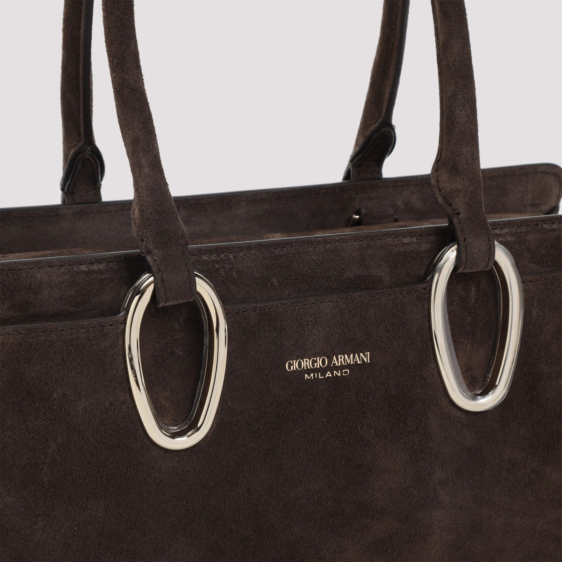 Giorgio Armani Brown Suede Calf Leather Shoulder Bag