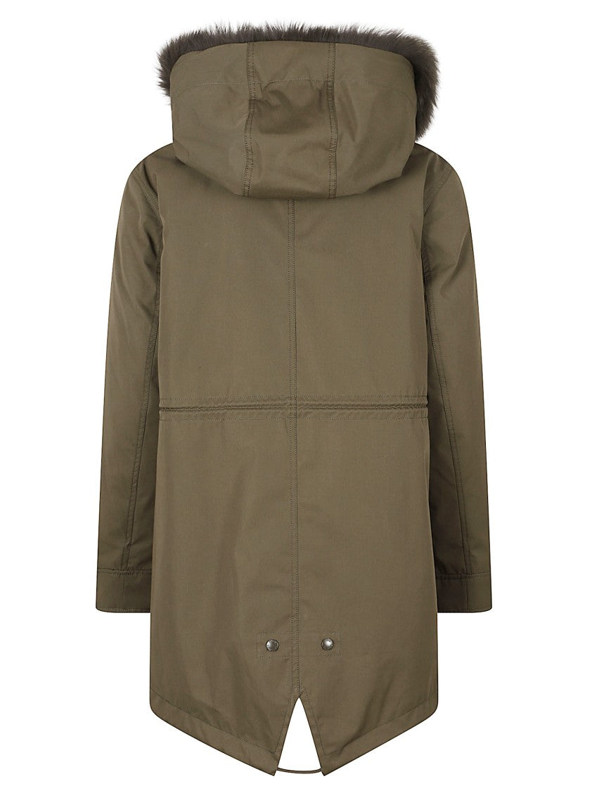 Yves Salomon Structured Parka With Plush Rabbit Fur Trim And Fishtail Design