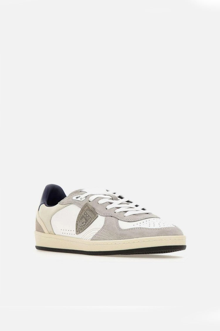 Philippe Model Beige Mixed Suede-And-Leather Panels Low-Top Sneakers