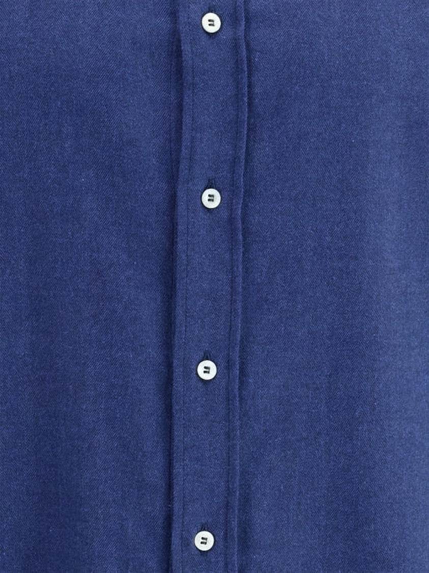 Brunello Cucinelli Long-Sleeve Cotton And Lyocell Blue Shirt With Tailored Silhouette