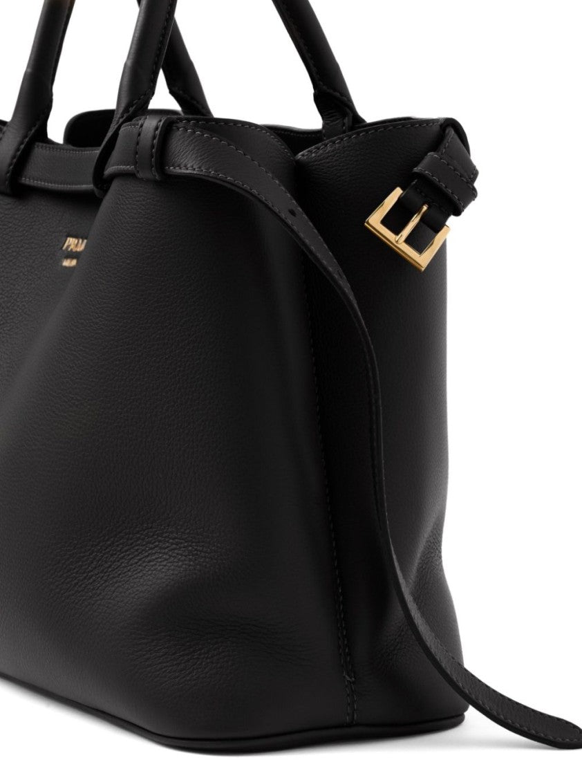 Prada Logo-Plaque Leather Tote Bag