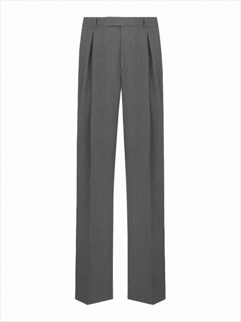 Christian Dior Tailored Grey Wool Suit Pants With Front Pleats