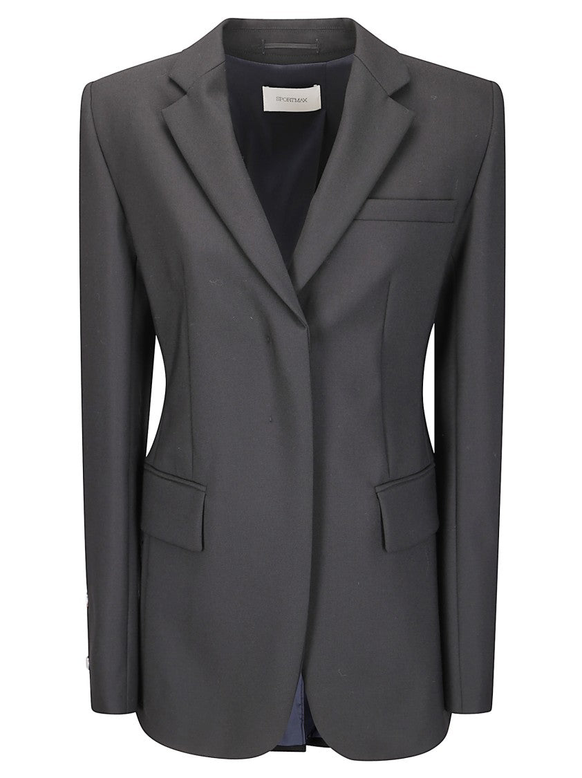 Sportmax Soft Wool Jacket With Front Button Closure And Contrasting Cuff Details