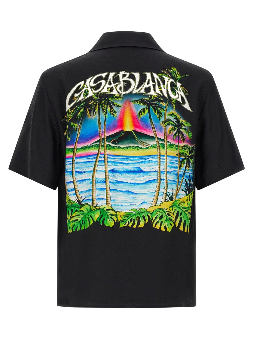Casablanca 'Volcano' Print Monogram Silk Shirt