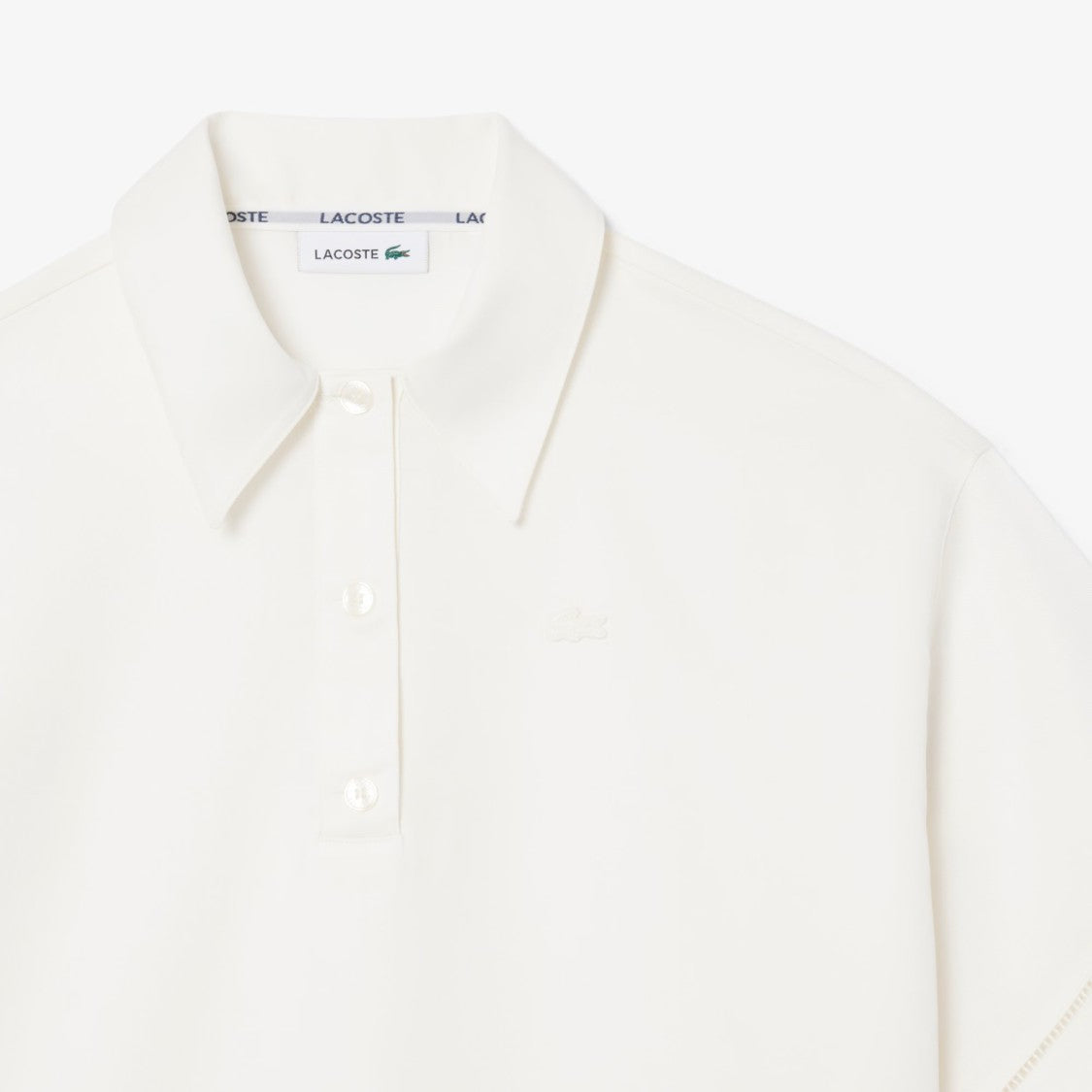 Lacoste White Cropped Short-Sleeved Polo Shirt