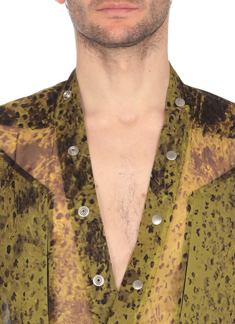 Rick Owens Green Silk Shirt