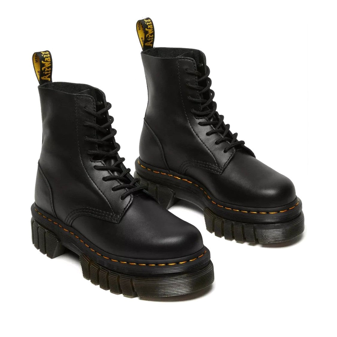 Dr. Martens Black Audrick Nappa Lux Smooth Leather Ankle Boots
