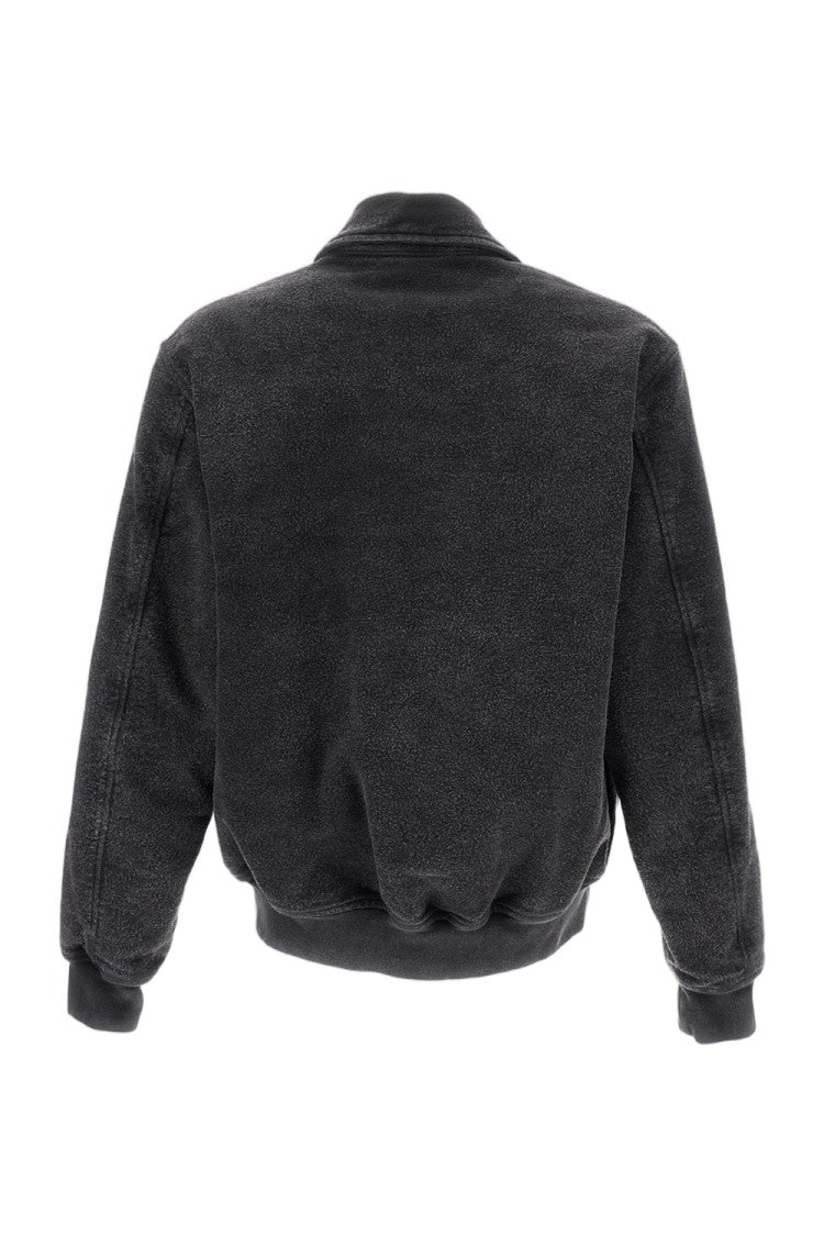 Original Vintage Grey Padded Distressed Cotton Ribbed Bomber Jacket