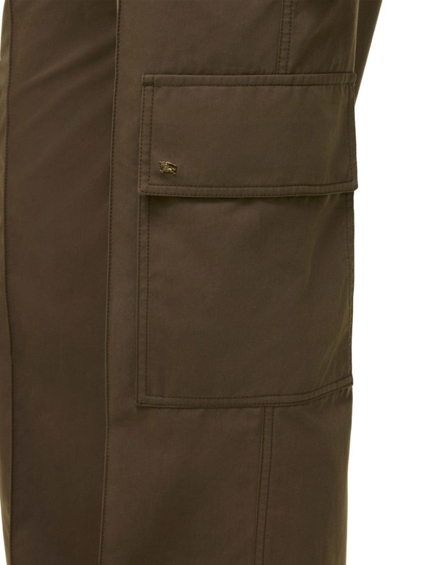 Burberry Gabardine Cargo Trousers With Multiple Pockets And Classic Fit