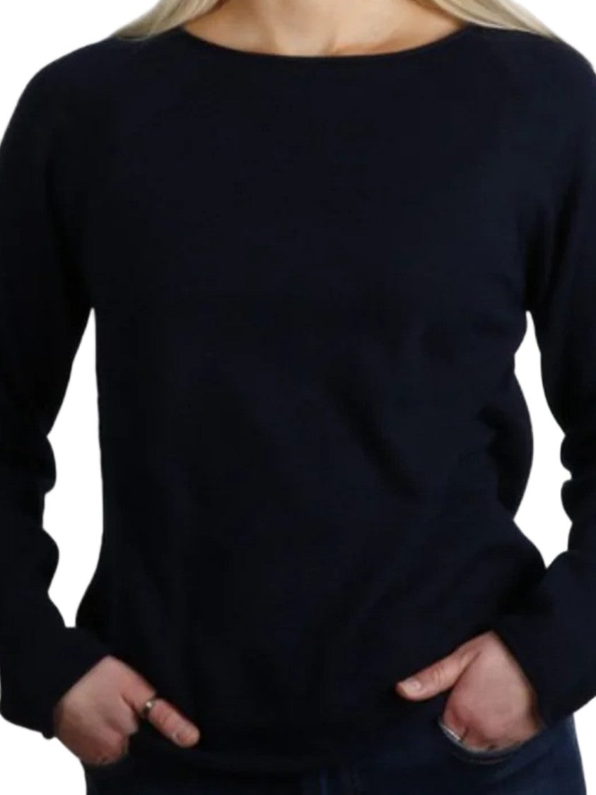 Gran Sasso Black Fitted Round Neck Cashmere Sweater