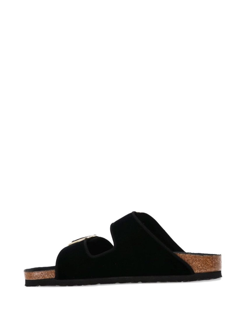 Birkenstock Contoured Black Sandals With Gold-Tone Buckles