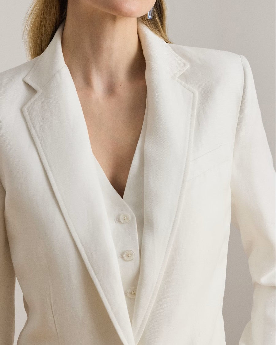 Lauren Ralph Lauren White Light Linen Blazer Jacket