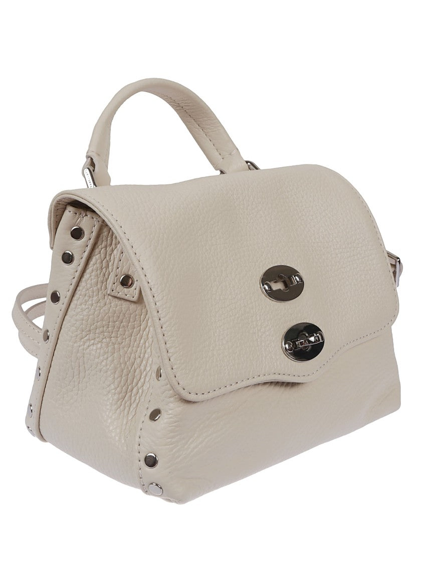 Zanellato Textured Leather Handbag With Metallic Clasp