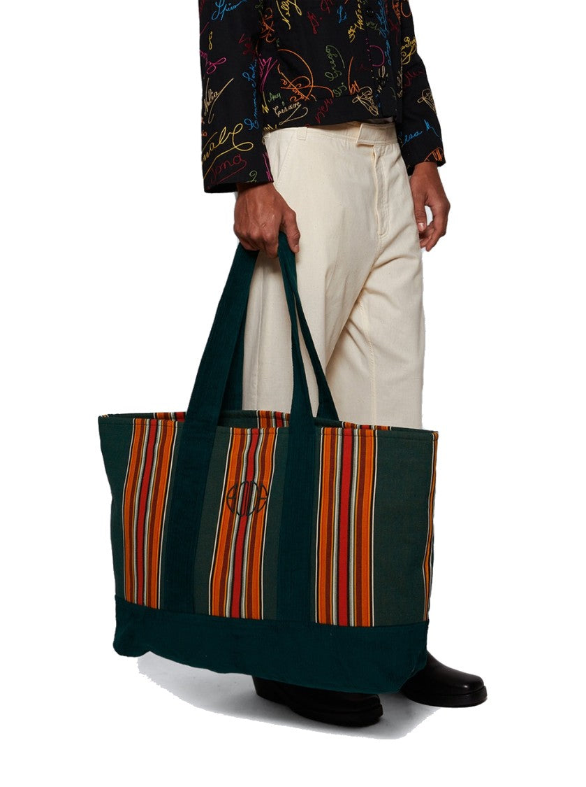 Bode Parakeet Stripe Tote Bag Green Multicolor