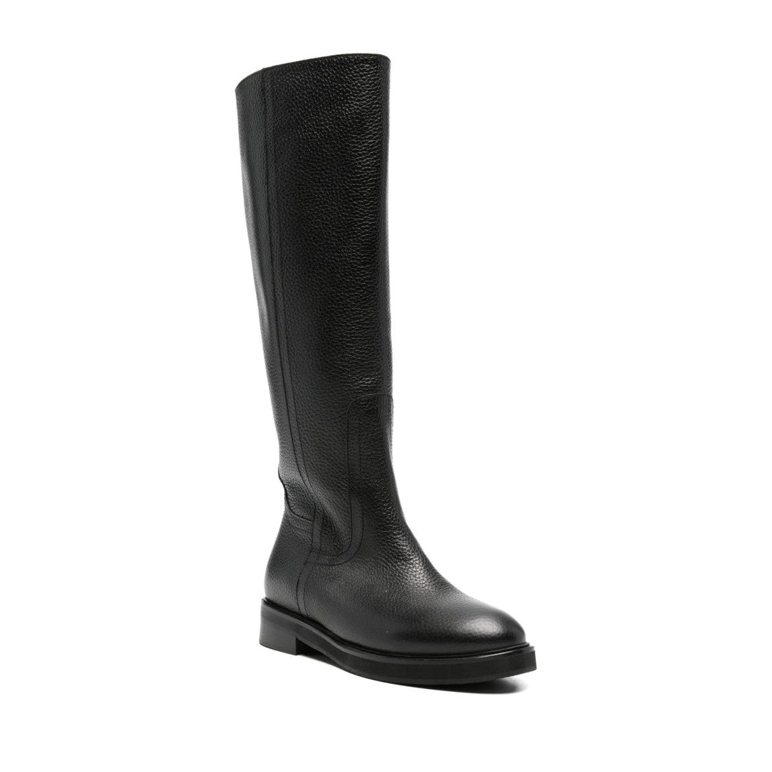 Adrianna Feretti Black Textured Side Zipper Leather Boots