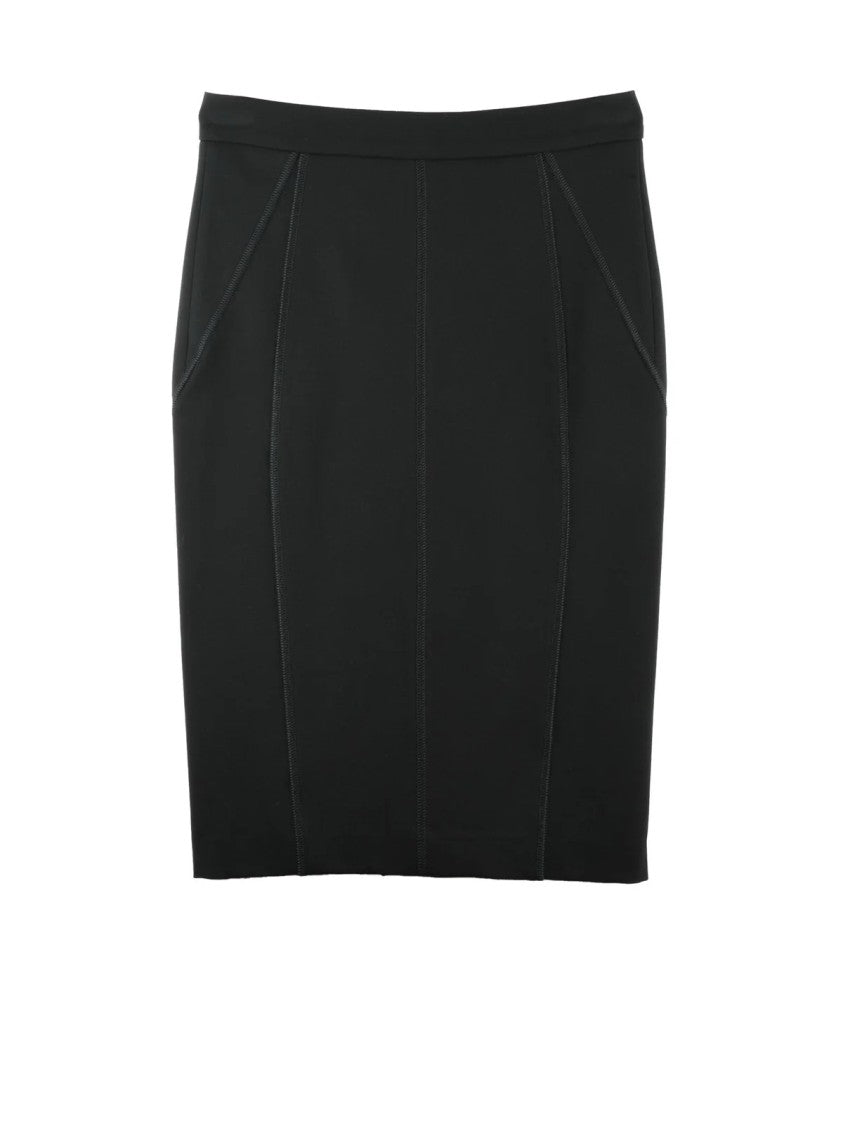 Grifoni Black Viscose Polyamide Elastane Pencil Skirt