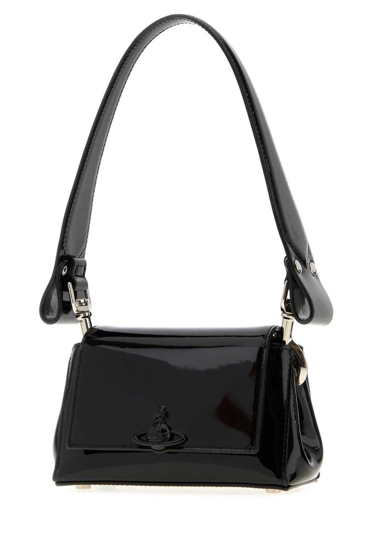 Vivienne Westwood Black Leather Small Hazel Shoulder Bag