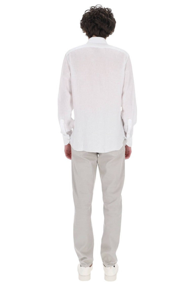 Borriello White Pure Linen Casual Shirt