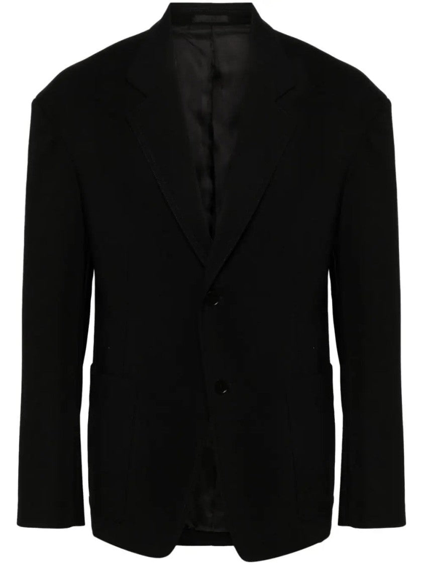 Lanvin Black Wide Shoulders Structured Nylon Blazer