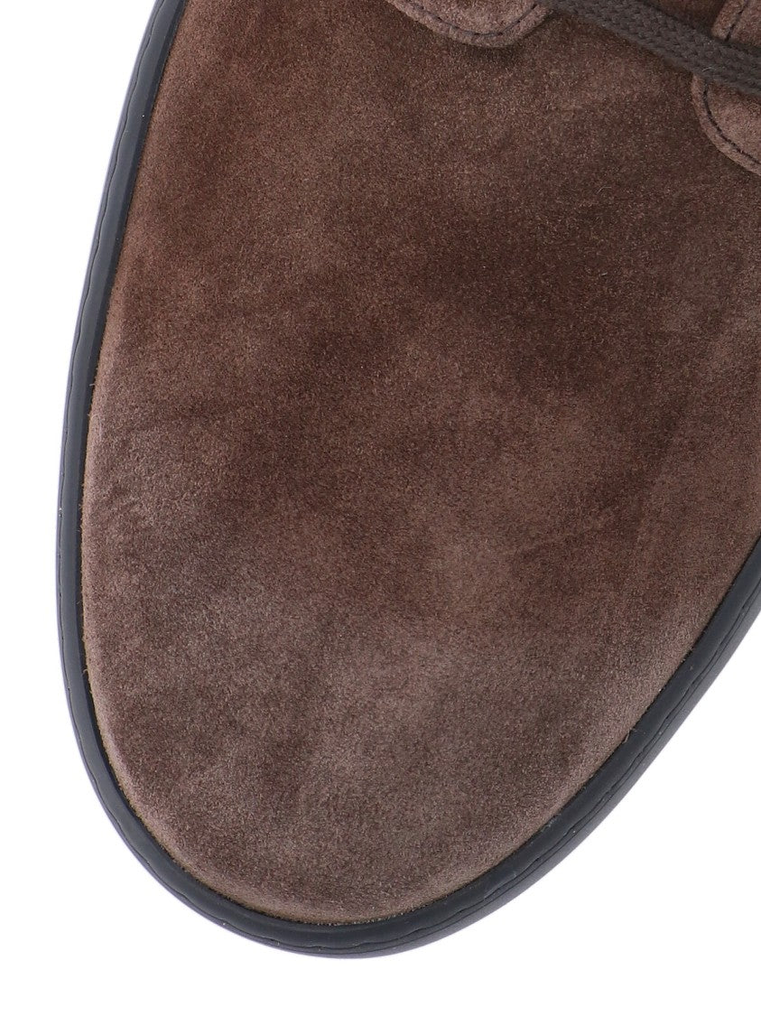 Tod's Brown Suede Ankle Boots With Round Toe