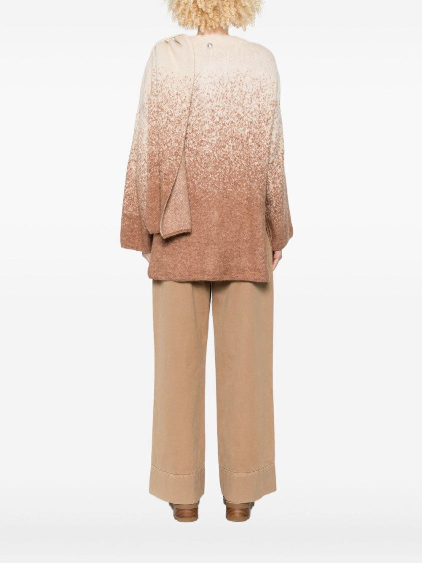 Twin-Set Gradient Design Coat With Draped Collar