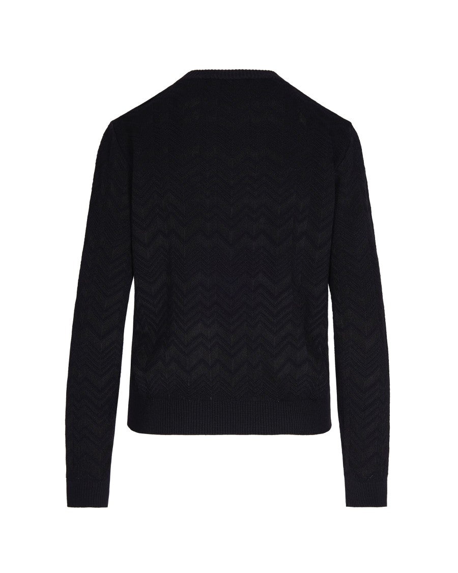 Missoni Long-Sleeved Crew Neck Sweater With Chevron Knit Pattern