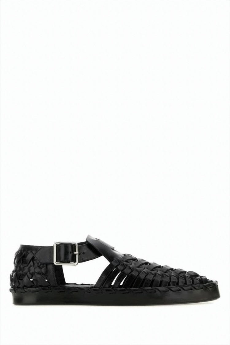 Jil Sander Woven Calf Leather Sandal With Ankle Strap