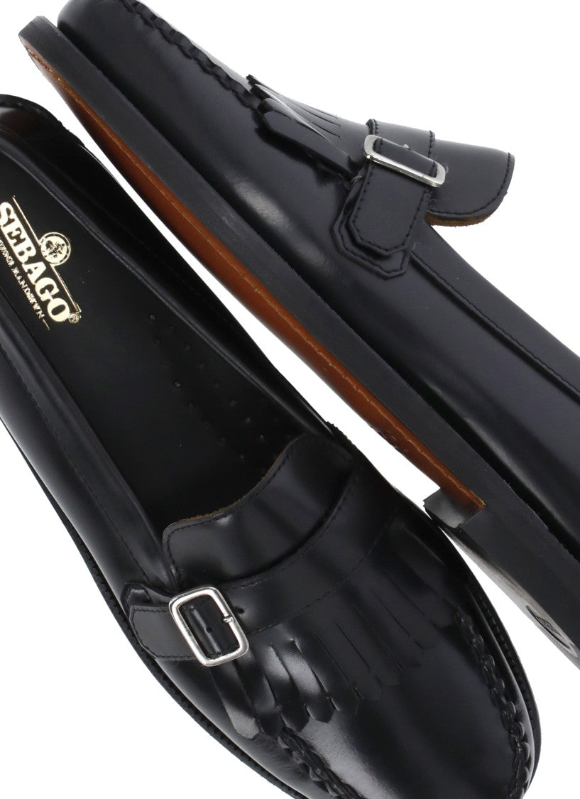 Sebago Black Patent Leather Buckled Loafers