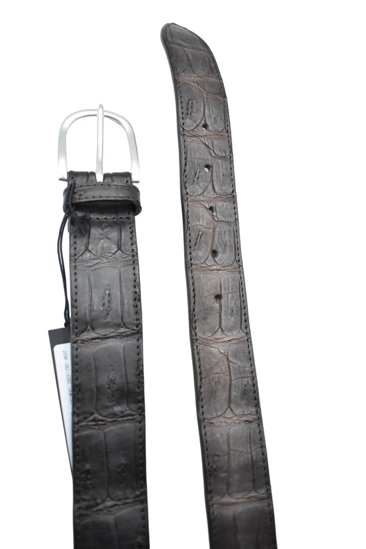 Orciani Crocodile Finish Belt With Polished Metal Buckle