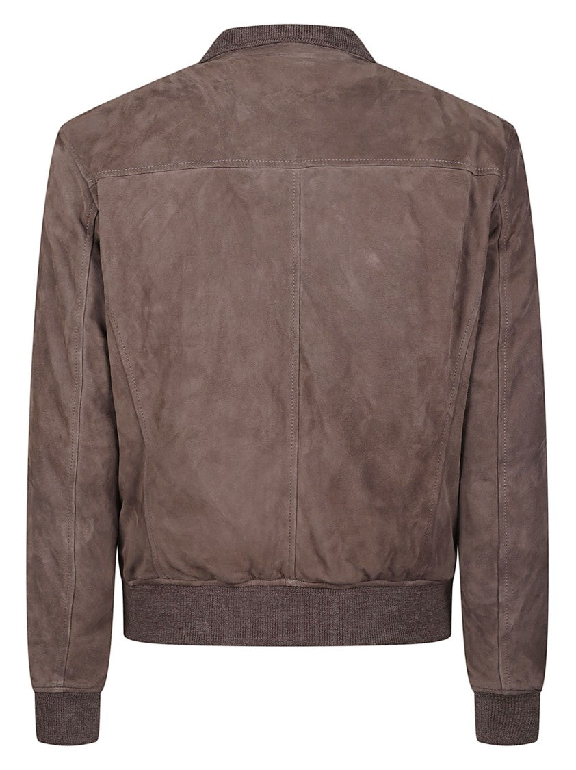 Stewart Nuvola Minimalistic Brown Leather Bomber Jacket