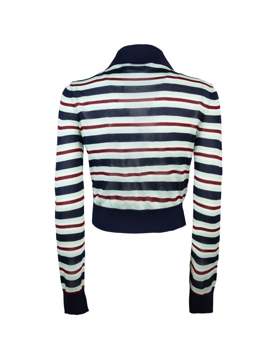 Self-Portrait Navy Striped Viscose Sweater