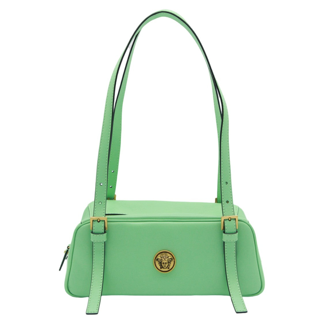 Versace Rectangular Mint Green Bag With Gold Accents
