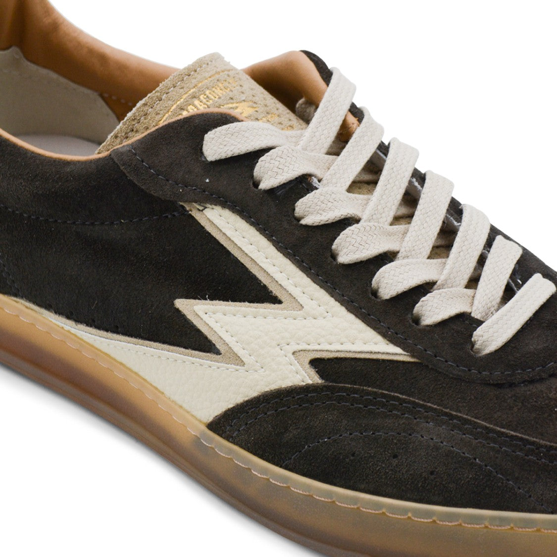 Moaconcept Dark Brown Sneakers From Moaconcept Featuring Round Toe, Laces Fastening, Lateral Logo Print, Contrasting Heel And Flat Rubber Sole.