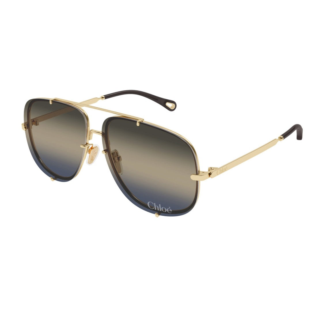Chloé Gold Ch0348s Oversized Square Metal Sunglasses