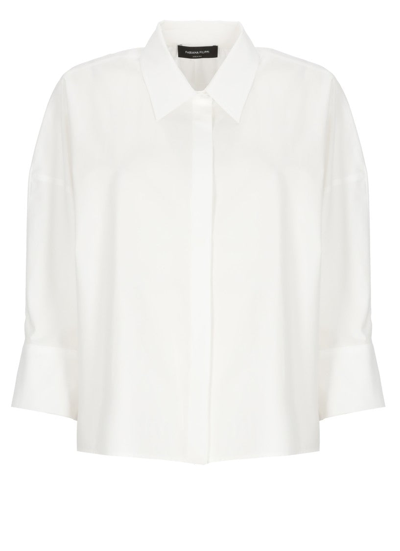 Fabiana Filippi White Lightpoint Detail Cotton Shirt