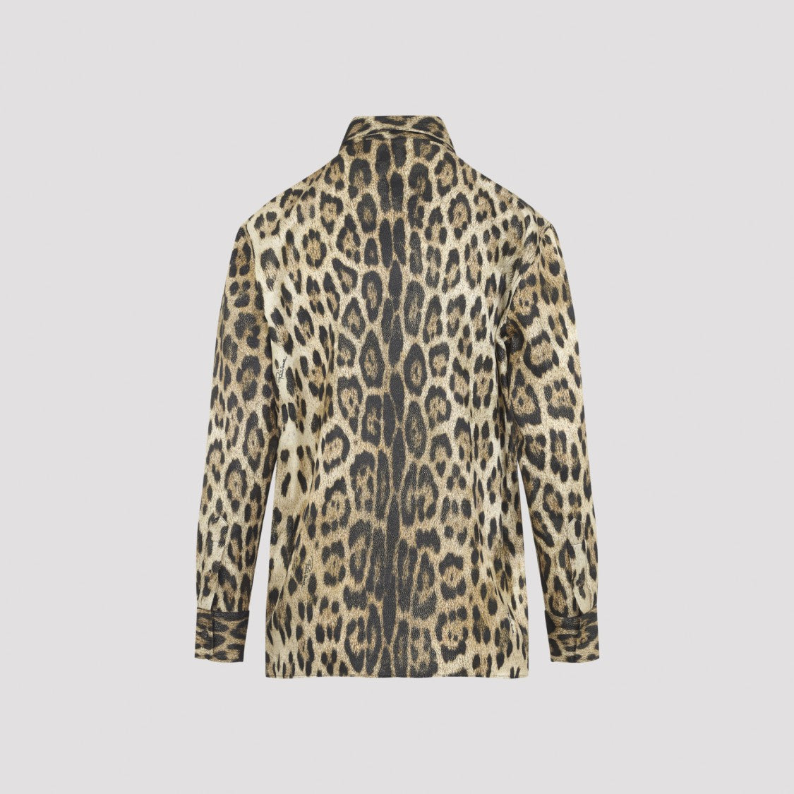 Roberto Cavalli Leopard Print Viscose-Silk Blend Shirt With Concealed Placket