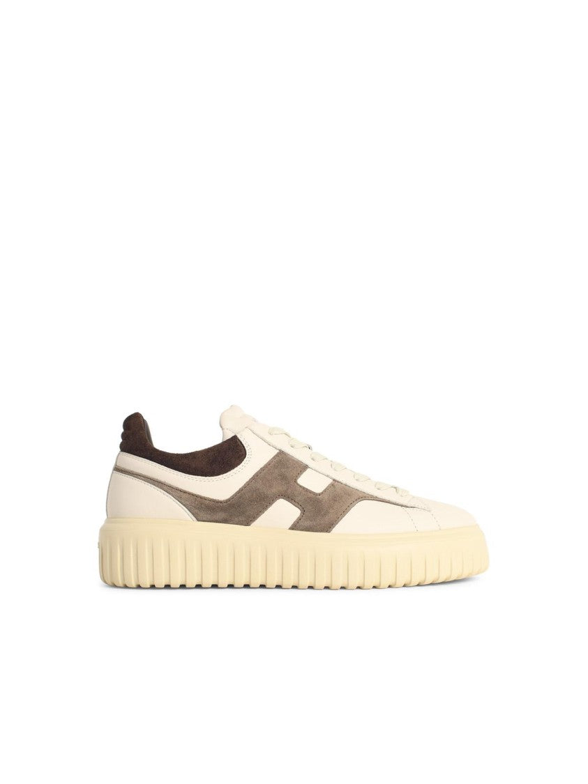 Hogan 'H Stripes' Ivory Leather Sneakers