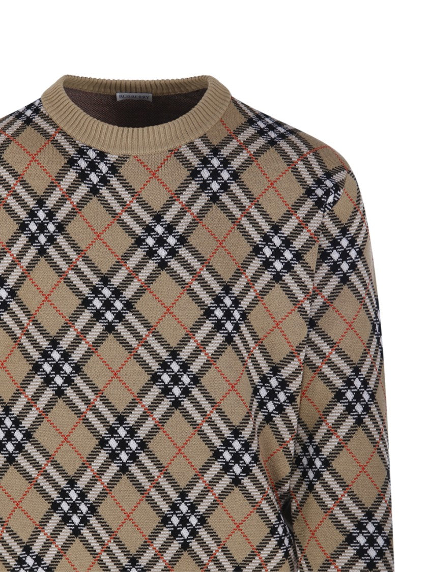 Burberry Argyle Pattern Wool Blend Sweater