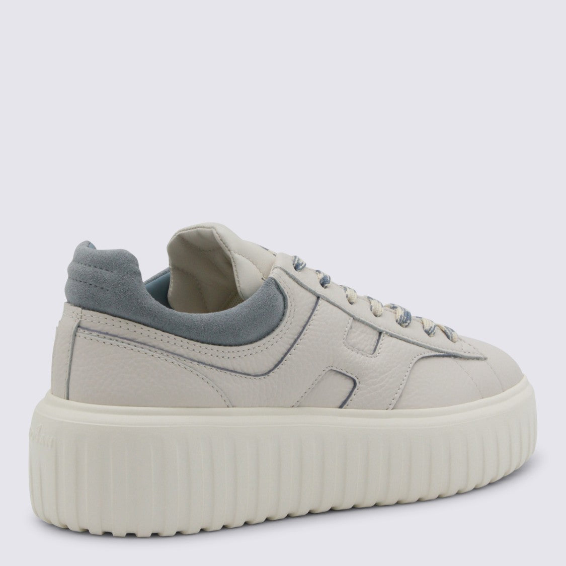 Hogan White And Light Blue Leather Sneakers