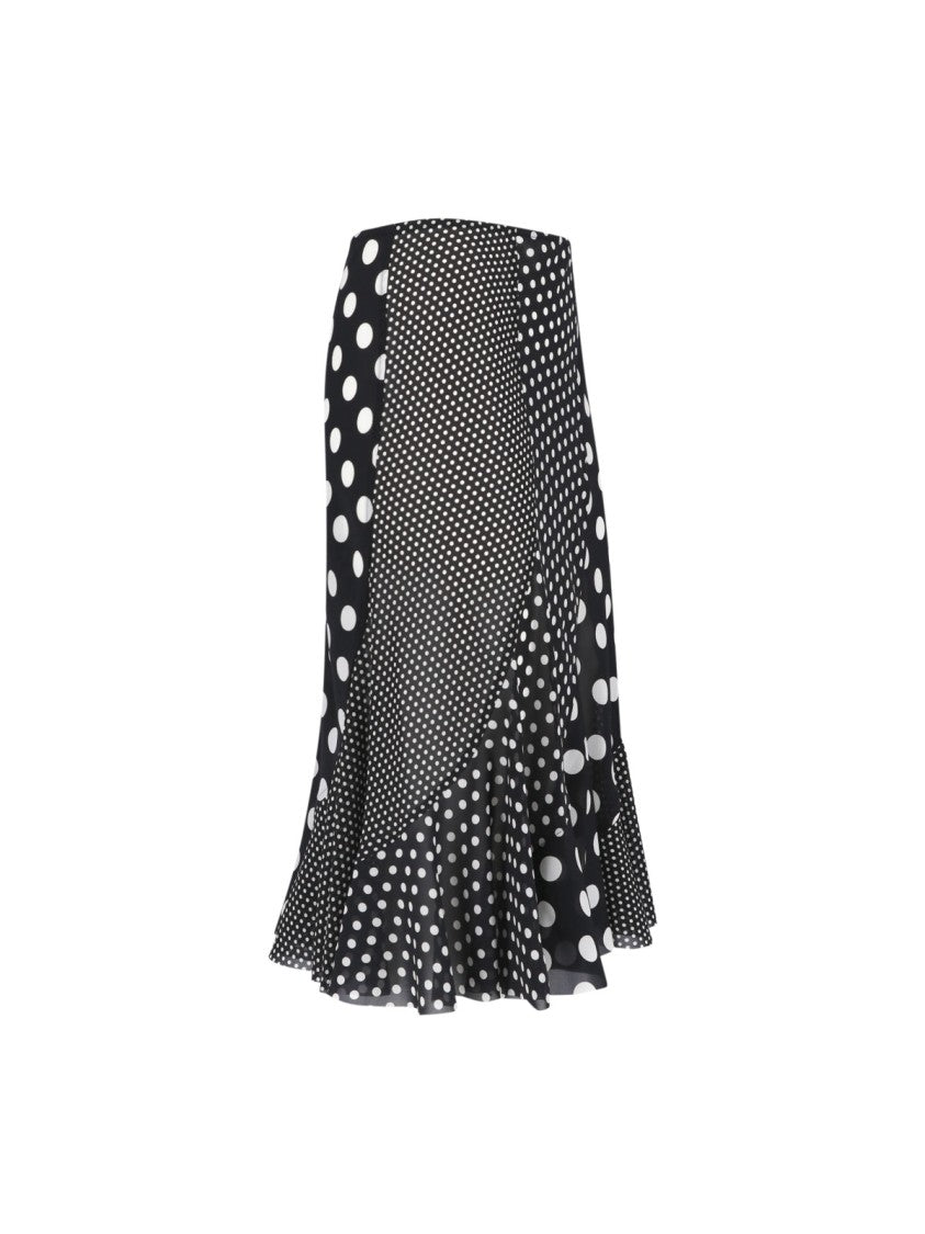 Junya Watanabe Black Polka Dot Patchwork Ruffled Skirt