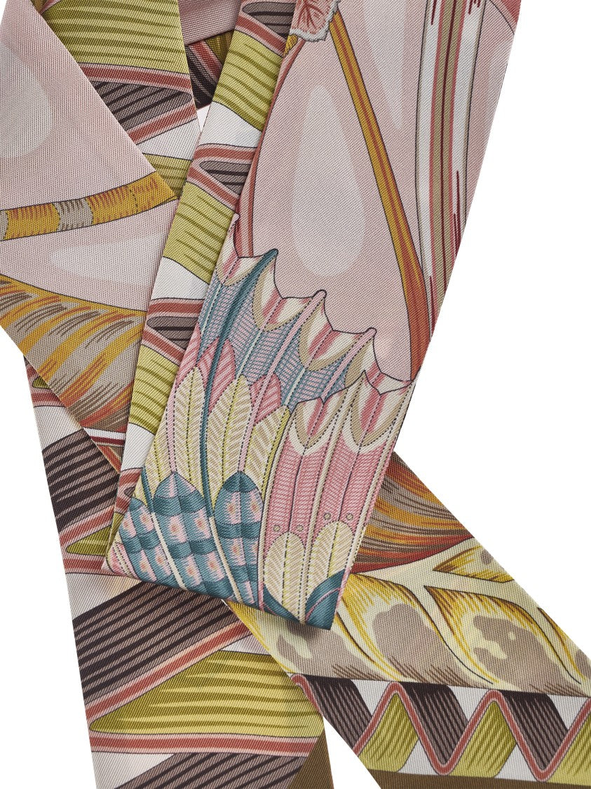 Ferragamo Floral Silk Scarf With Geometric Edges