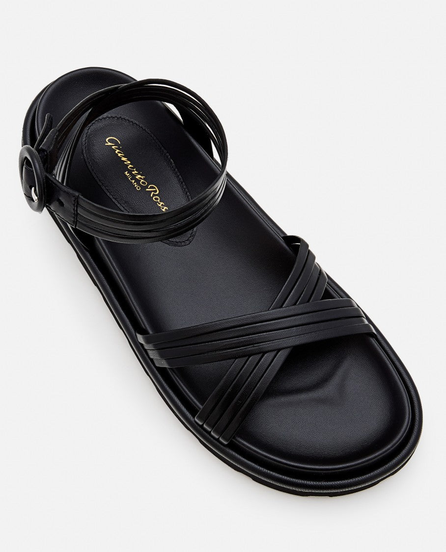 Gianvito Rossi Nappa Leather Sandals With Buckled Strap