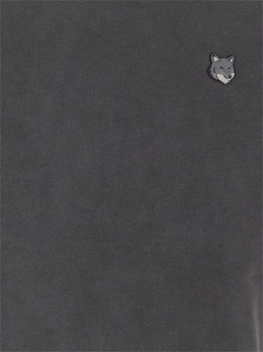 Maison Kitsuné Charcoal Grey Washed Embroidered Fox Sweater