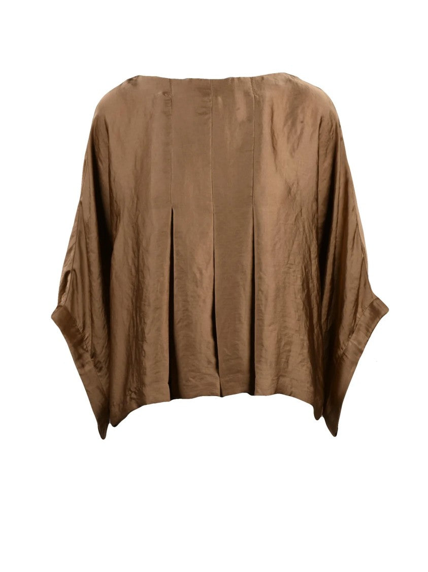 Collection Privee? Bronze Satin Viscose Kimono Blouse