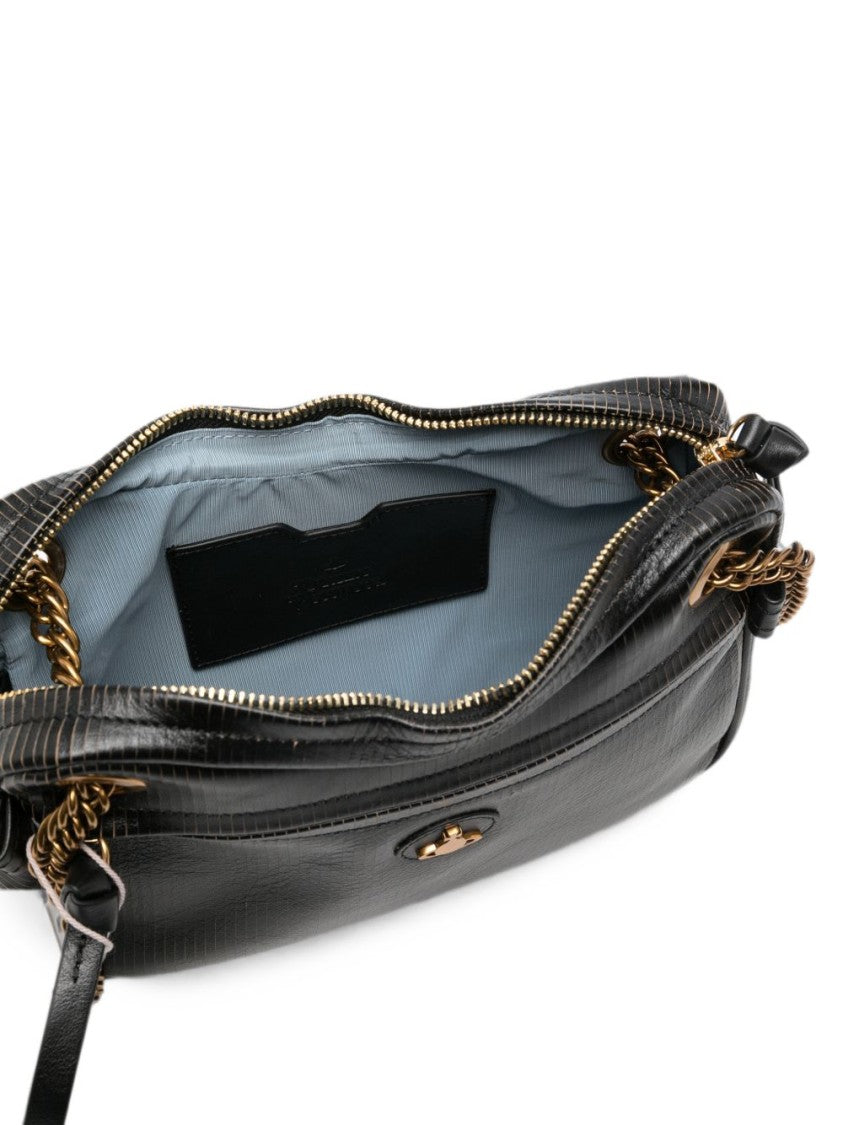 Vivienne Westwood Textured Black Handbag With Gold Accents