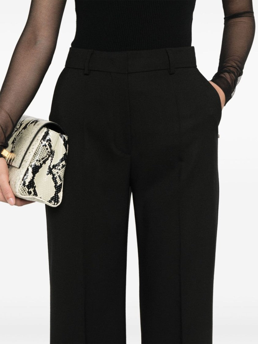 Sportmax Tailored Black Trousers With Concealed Front Fastening And Wide-Leg Silhouette